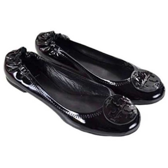 Tory Burch Shoes - Tory Burch Reva Patent Leather Scrunch Slip On Round Toe Ballet Flats Black 8
